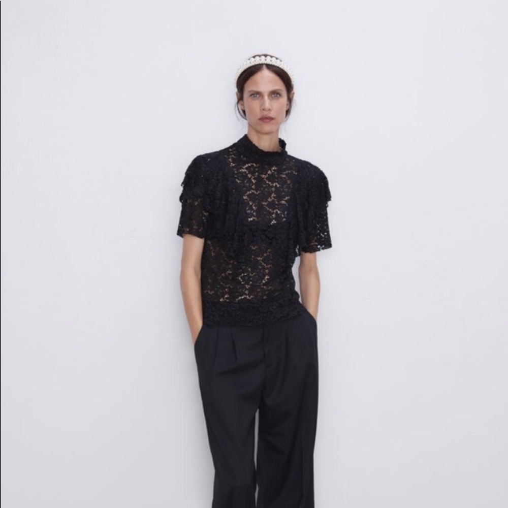 Zara Black Ruffle Top